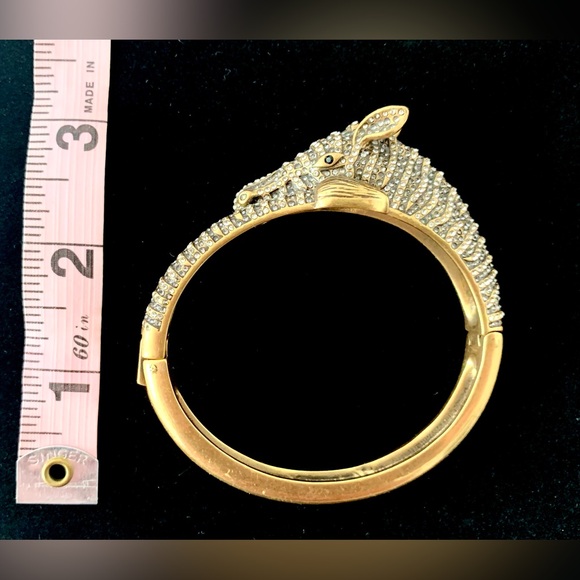 J. Crew zebra hinge bracelet. Burnished brass covered with pavé style “diamonds” - Picture 8 of 9